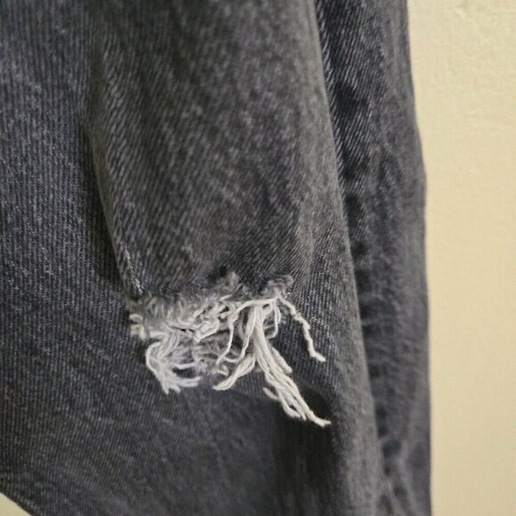 Levi's Wedgie Straight Premium Denim Raw Hem Black Wash Jeans Size 25 - Picture 6 of 12